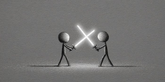 ChatGPT提示词_两个简笔画人物在黑白风格中碰撞剑刃_chatgpt在线聊天查询缩略图