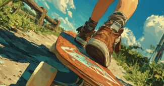 ChatGPT提示词_一个18岁女孩在弯曲的道路上滑板骑行的特写_chatgpt.com登录缩略图