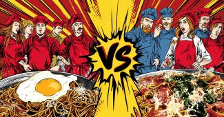 AI提示词_红队和蓝队厨师展示各自的意大利面风格_gpt会员缩略图