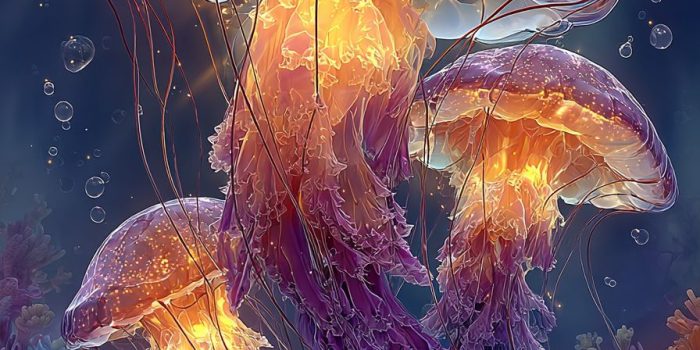 ChatGPT提示词_一个超现实的海洋，漂浮着水母岛和发光的珊瑚结构_chatgpt5.0可以用吗缩略图