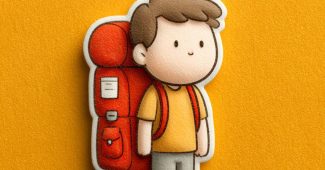 ChatGPT提示词_设计一个可爱的男孩贴纸，背着一个大型瓷砖做的超大背包_苹果手机购买gpt会员怎么用缩略图