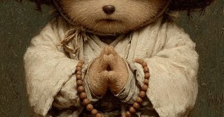 ChatGPT提示词_小熊穿着僧衣，佩戴佛珠，坐着，优雅可爱_gpt会员怎么充缩略图