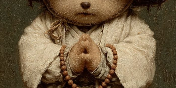 ChatGPT提示词_小熊穿着僧衣，佩戴佛珠，坐着，优雅可爱_gpt会员怎么充缩略图