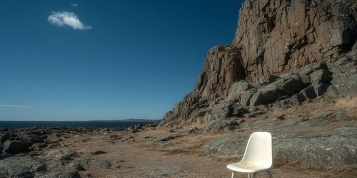 ChatGPT提示词_一把白色塑料椅子与两块大石头的产品摄影_如何购买gpt会员便宜点缩略图