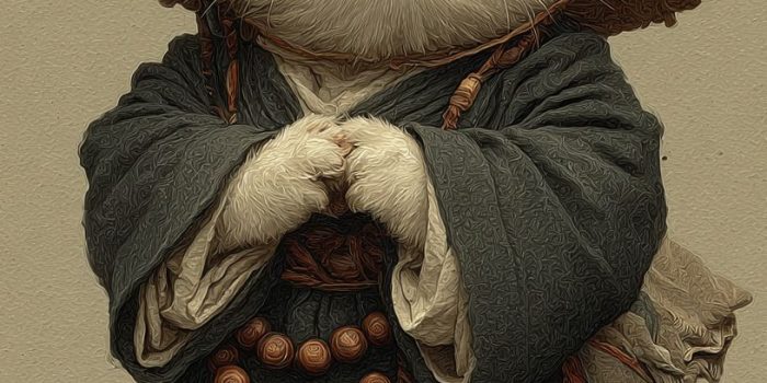 ChatGPT提示词_一只可爱的小猫穿着和尚服，坐着，佩戴佛珠，古风十足_国内如何开通gpt会员卡支付缩略图