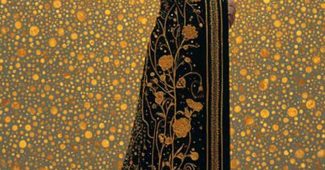 ChatGPT提示词_身穿新艺术风格长裙的女性伴随金银背景和闪烁星星_chatgpt5.2版本怎么样缩略图