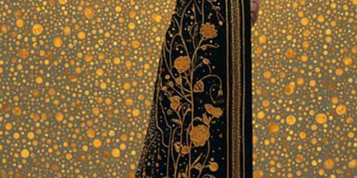 ChatGPT提示词_身穿新艺术风格长裙的女性伴随金银背景和闪烁星星_chatgpt5.2版本怎么样缩略图