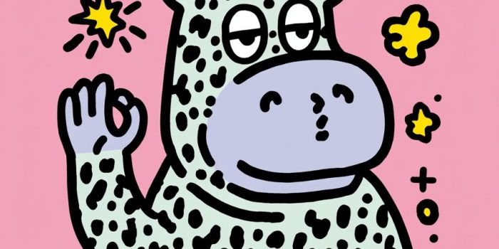 ChatGPT提示词_一只小眼睛和厚嘴唇的河马，显得很疲惫，身体的一半从画面的左侧突出来，左手做着“OK”手势_chatgpt 官网缩略图