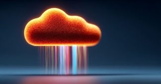 ChatGPT提示词_一个发光的霓虹云图标在未来的数据地面上降下数字光束_chatgpt中文版官网缩略图