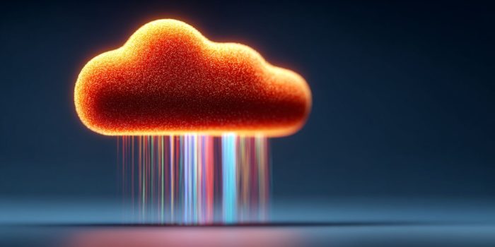 ChatGPT提示词_一个发光的霓虹云图标在未来的数据地面上降下数字光束_chatgpt中文版官网缩略图