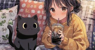 AI提示词_一只猫和一个女孩在喝可乐_人工智能chatgpt5.0缩略图