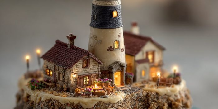 ChatGPT提示词_一个生日蛋糕上有一座灯塔和一根燃烧的蜡烛_chatgpt会员价格缩略图