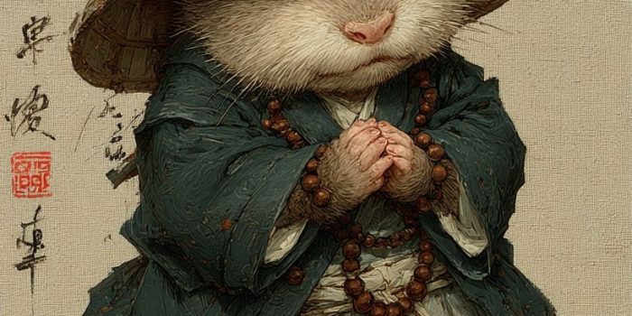 ChatGPT提示词_小海狸穿着和尚衣服、坐着且双手合十，展现古风气息_chatgptplus怎么订阅缩略图