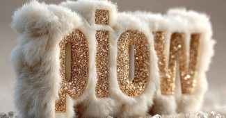 AI提示词_3D毛茸茸的字母“piow”徽标，柔软的白色和闪亮的色彩，字母轮廓上有光辉，地上散落着白色宝石_chatgpt网页版在线缩略图