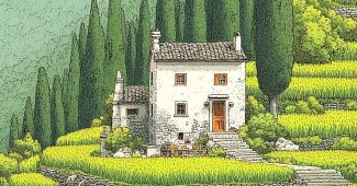 ChatGPT提示词_一栋白色的两层 farmhouse 矗立在绿意盎然的梯田间_chatgpt帐号批发缩略图