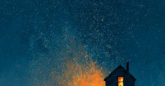 ChatGPT提示词_房子里的窗户亮着，一个男人的身影出现在窗内，房子上方是无尽的星空_chatgpt网页在线版缩略图