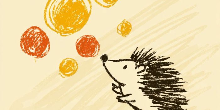 ChatGPT提示词_一幅简单的儿童画，描绘了一只刺猬吹泡泡_gpt会员缩略图