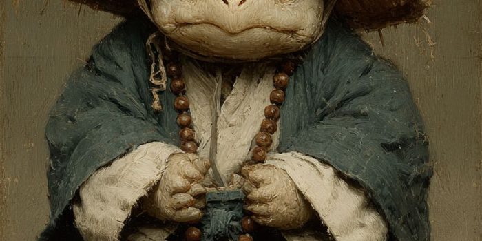 ChatGPT提示词_精美的细致画作，展示了一只可爱的乌龟，穿着和尚衣服，手中持有佛珠，坐姿优雅，体现古代中国风格_gpt会员怎么开通缩略图