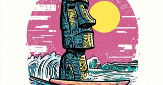 AI提示词_复活节岛莫艾石像在冲浪板上骑蓝色波浪_国内如何买gpt会员卡便宜一点缩略图