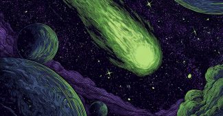 AI提示词_一幅绿色哈雷彗星穿越星空的插图_chatgpt在线网页版免登录缩略图