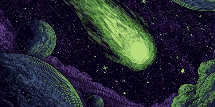 ChatGPT提示词_一幅绿色哈雷彗星穿越星空的插图_chatgpt在线网页版免登录缩略图