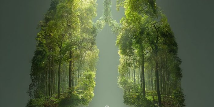 ChatGPT提示词_人类肺部轮廓里展现生机勃勃的森林，传递医疗希望与宁静氛围_chatgpt网页版免登录缩略图