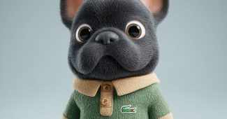 AI提示词_一只穿着绿色Lacoste风格 polo 衫的可爱黑色法国斗牛犬_chatgpt 中文缩略图