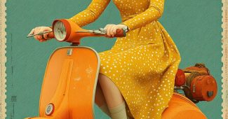 ChatGPT提示词_复古女孩骑南瓜滑板车的可爱插图_chatgpt5.0网页缩略图