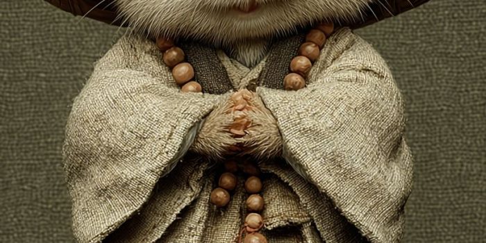 ChatGPT提示词_可爱的小松鼠穿着和尚服和竹帽_chat gpt会员的作用缩略图