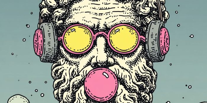 ChatGPT提示词_古希腊哲学家苏格拉底佩戴粉色眼镜和耳机吹泡泡糖_chatgpt会员价格缩略图