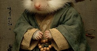 ChatGPT提示词_古风小刺猬穿着僧衣和佛珠坐着_chatgpt网页在线版缩略图