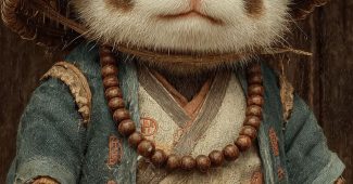 ChatGPT提示词_可爱的小熊猫，穿着僧侣服，戴着竹帽，手持佛珠，坐姿端正_国内如何开通gpt会员卡支付缩略图