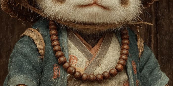 ChatGPT提示词_可爱的小熊猫，穿着僧侣服，戴着竹帽，手持佛珠，坐姿端正_国内如何开通gpt会员卡支付缩略图