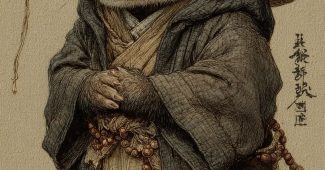 ChatGPT提示词_可爱的小獾全身特写，穿着僧服，头戴竹帽，手握佛珠，双手合十，坐姿端正，展现古风韵味_国内如何开通gpt会员卡流程缩略图