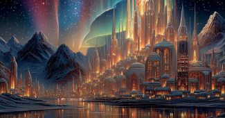 ChatGPT提示词_一座在星空下发光的奇幻冰城堡，充满精致的水晶结构和极光_gpt会员怎么充缩略图