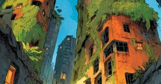 ChatGPT提示词_一座被茂密绿意占据的末世城市，孤独的幸存者持弓而立_gpt会员多少钱一个月缩略图