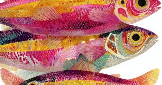 AI提示词_手绘的粉色沙丁鱼三件套，带有黄色条纹，复古风格_chatgpt会员充值缩略图