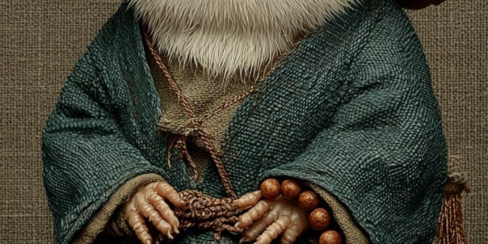 ChatGPT提示词_穿着和尚服的小麻雀，戴着竹帽，双手合十，展示古风形象_chatgpt4.0官网缩略图