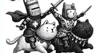 AI提示词_两名骑士在大猫上比赛，幽默的中世纪奇幻风格_chatgpt国内能用吗缩略图