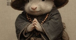 ChatGPT提示词_可爱的古代中国风，坐着的和尚穿着僧袍和竹帽，双手合十_gpt会员银行卡被拒绝缩略图