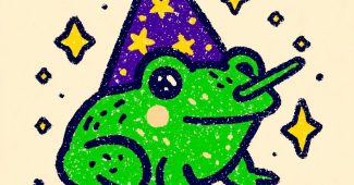 AI提示词_一只戴着紫色巫师帽的绿青蛙正在施展魔法_chatgpt会员缩略图