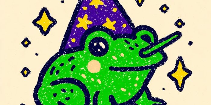 ChatGPT提示词_一只戴着紫色巫师帽的绿青蛙正在施展魔法_chatgpt会员缩略图