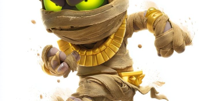 ChatGPT提示词_在《Clash Royale》中，木乃伊怪物穿着黄色亚麻绷带，绿眼光芒，悲伤且缓慢移动_如何购买gpt会员缩略图