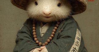 ChatGPT提示词_小和尚穿着僧袍，盘腿而坐，手中握着佛珠_chatgpt中文版官网进入缩略图