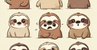 AI提示词_一组超级可爱的千秋风格树懒角色，展现不同的面部表情_chatgpt5.0最新消息缩略图