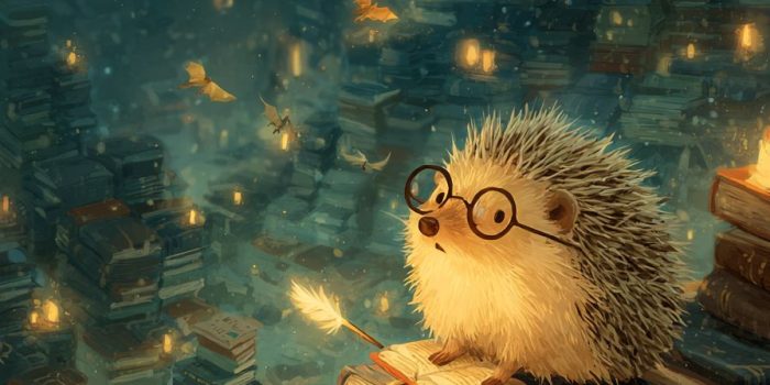 ChatGPT提示词_一只戴眼镜的小刺猬在神奇的图书馆中施魔法_chatgpt入口缩略图