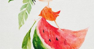 ChatGPT提示词_一幅幽默卡通风格的油画，描绘了一个有女孩特征的西瓜，穿着西瓜装_gpt会员有什么用缩略图