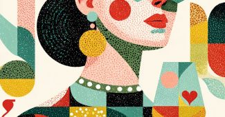 ChatGPT提示词_一幅女王扑克牌插图，展现了一位戴着皇冠和心形太阳镜、手持酒杯的美丽女性_chatgpt会员激活码缩略图