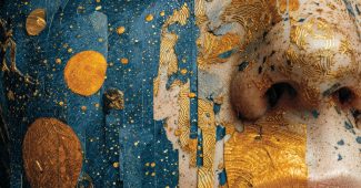 ChatGPT提示词_一幅女性的超现实肖像，她的脸融入星云中_chatgpt官网网页版缩略图