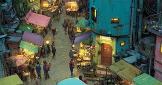 ChatGPT提示词_一个充满霓虹灯和未来小工具的网络朋克街市_如何开通gpt会员权限缩略图